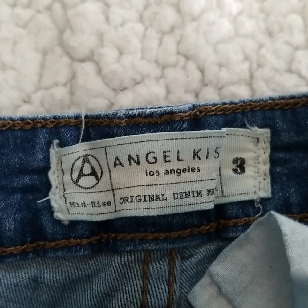 Angel Kiss Women's Mid Rise Distressed Denim Shorts